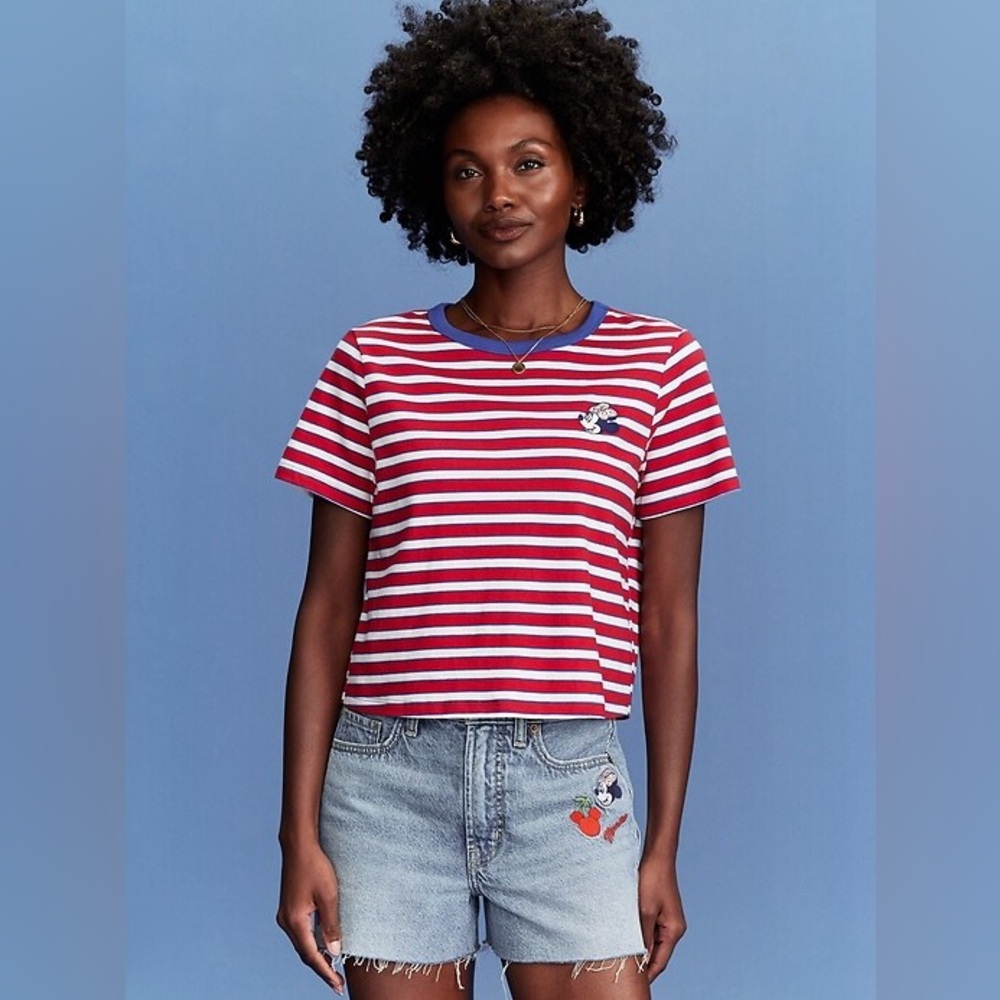 Old Navy Red & White Striped Minnie Mouse Crop Tee – Size 4X